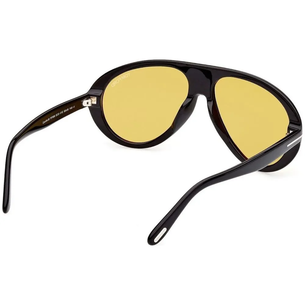 Tom Ford Black Acetate Sunglasses with Yellow Lenses